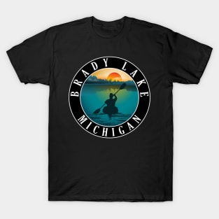 Brady Lake Kayaking Michigan Sunset T-Shirt